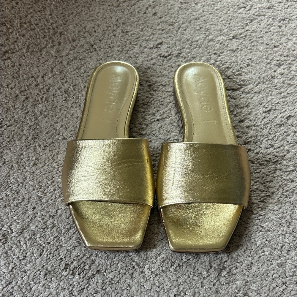 Aeyde Gold Leather Mules Size 38